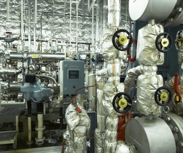 Engine room of container ship, GoSeong-gun, South Korea